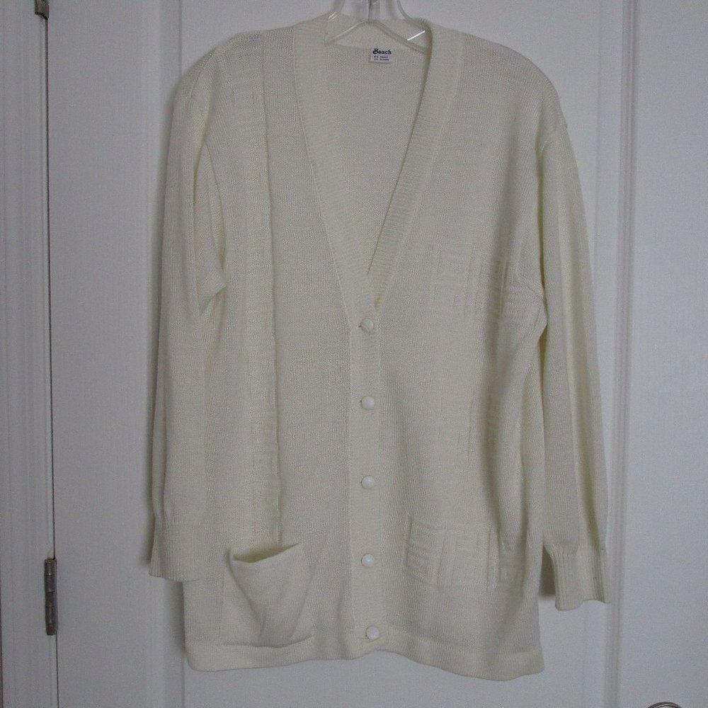 creamy white wool blend cardigan sweater